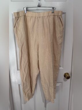 Poetry Women's Linen Chinos in Light Beige